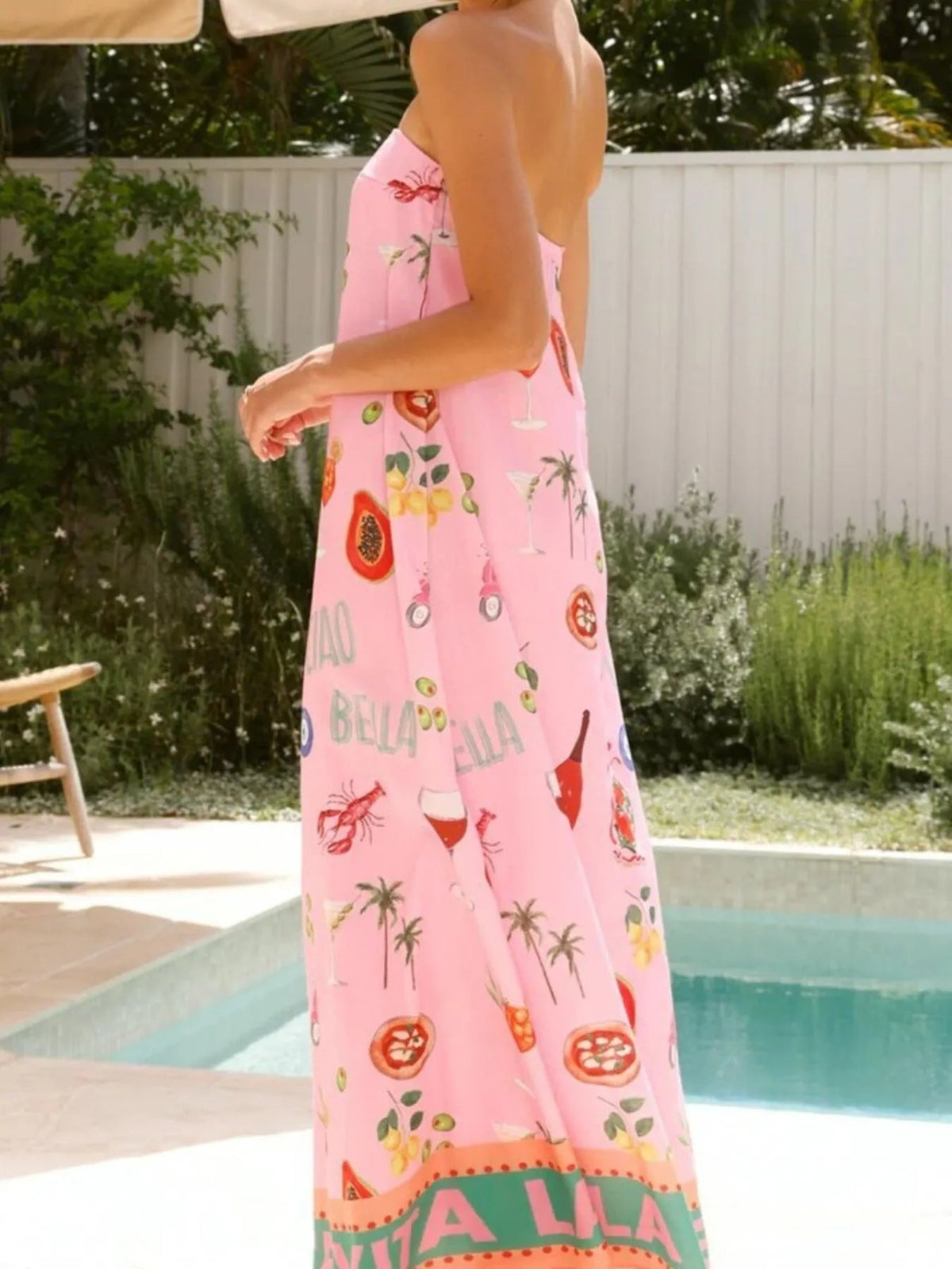 Maxi Dress Printed Beach Summer Vacation Vibrant Strapless