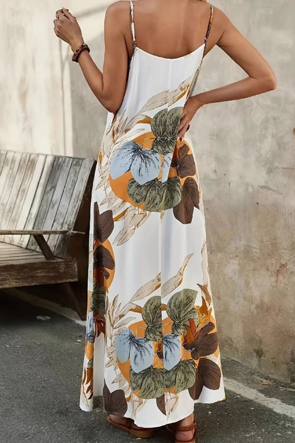 Maxi Dress Tropical Printed Beach Floral Spaghetti Strap