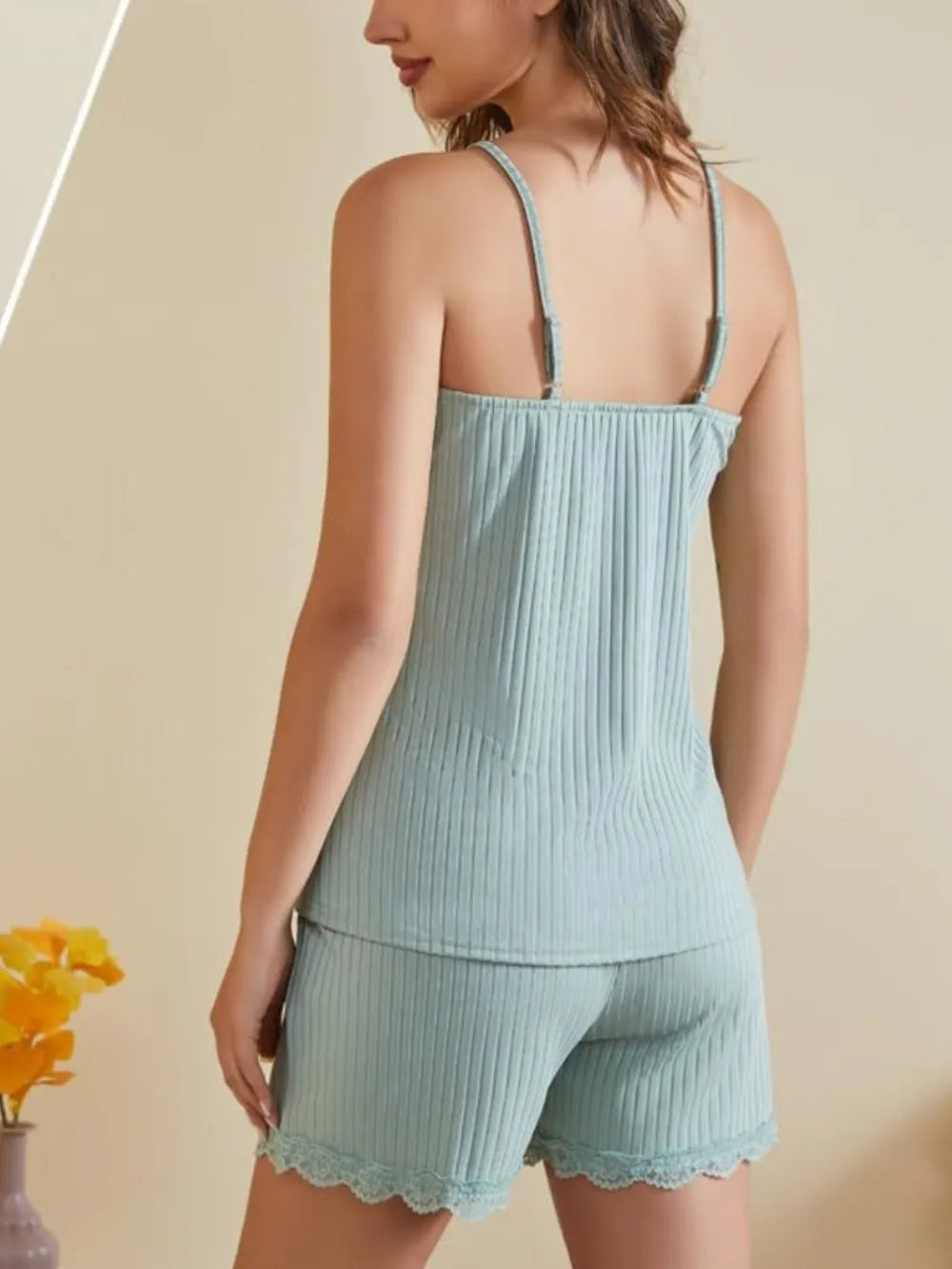 Loungewear Set Lace Trim Versatile Charming Chic Top & Short