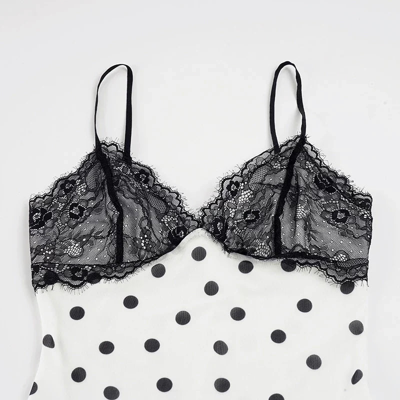 Melanie Polka Dot Lace Mini Dress
