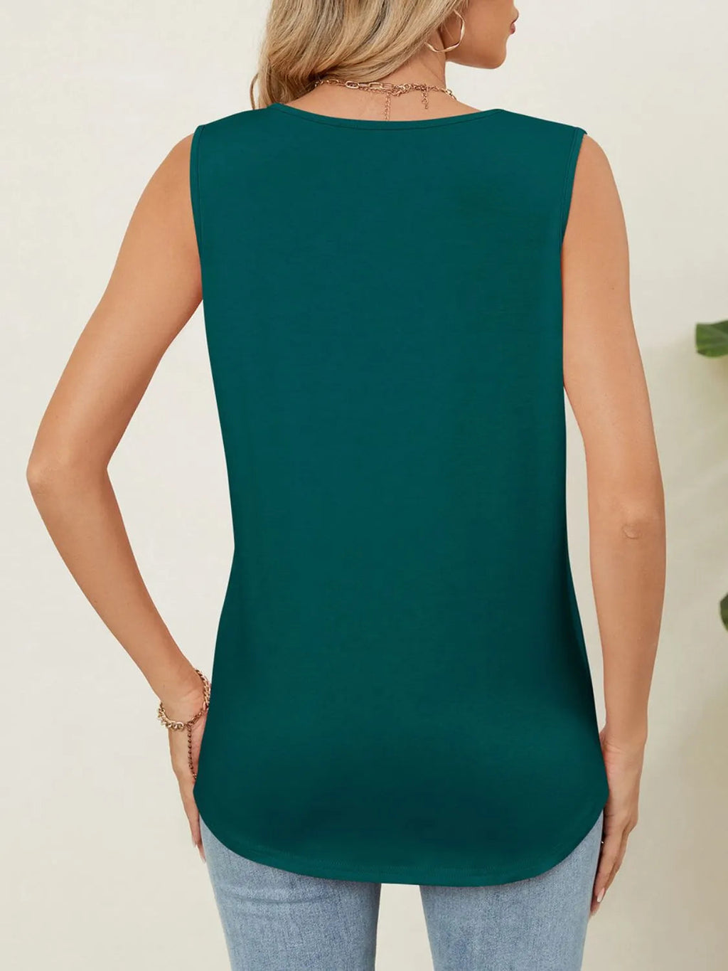 Tank Top Basic Casual Comfort Boho Chic Pleated Stretch