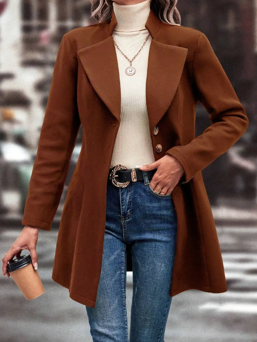 Lapel Slim Fit Woolen Cloth Draping Coats