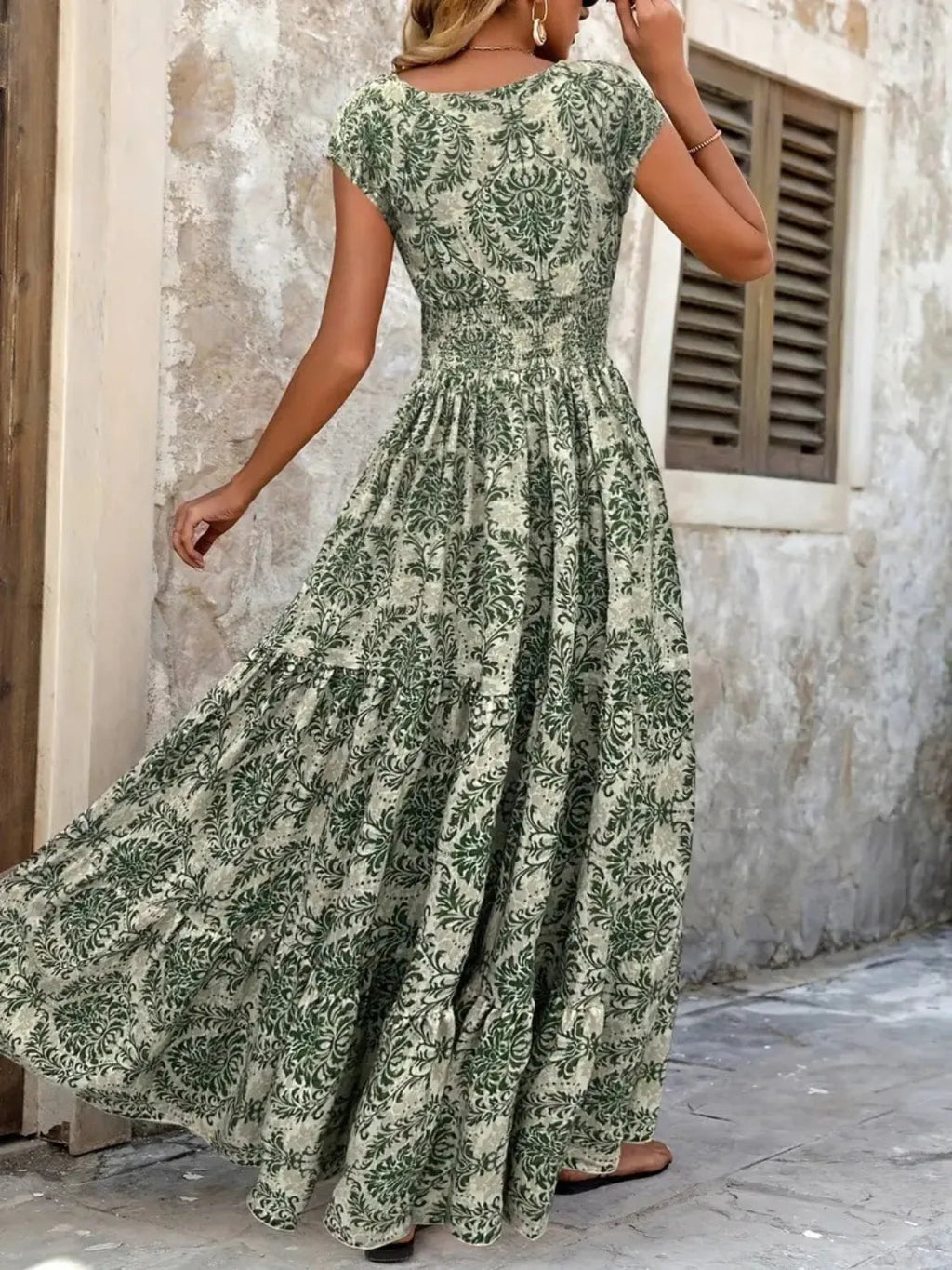Maxi Dress Boho Floral Tropical Cap Sleeves Summer Style