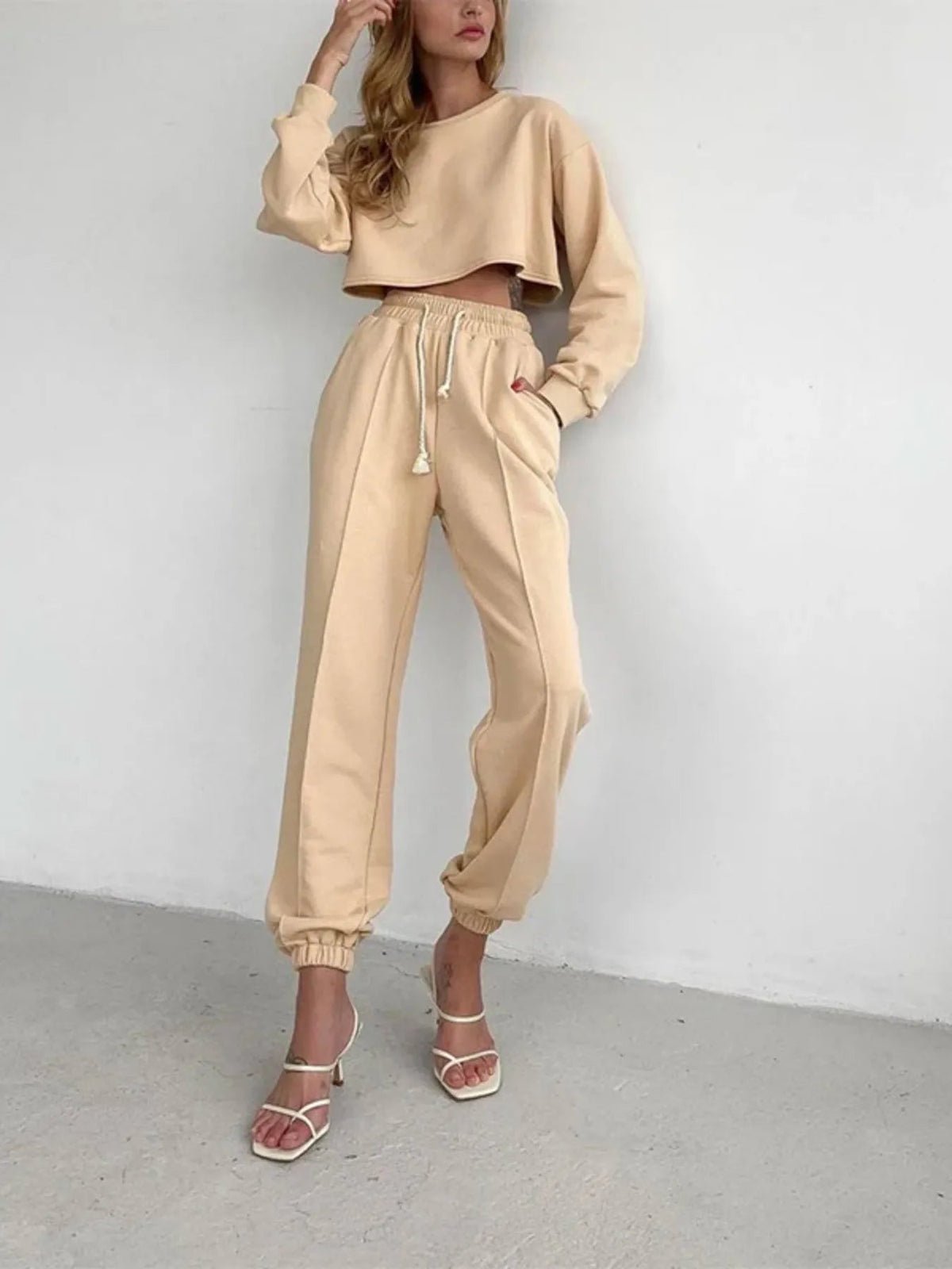 Jogger Pant Drawstring Tapered Leg Casual Chic Holiday
