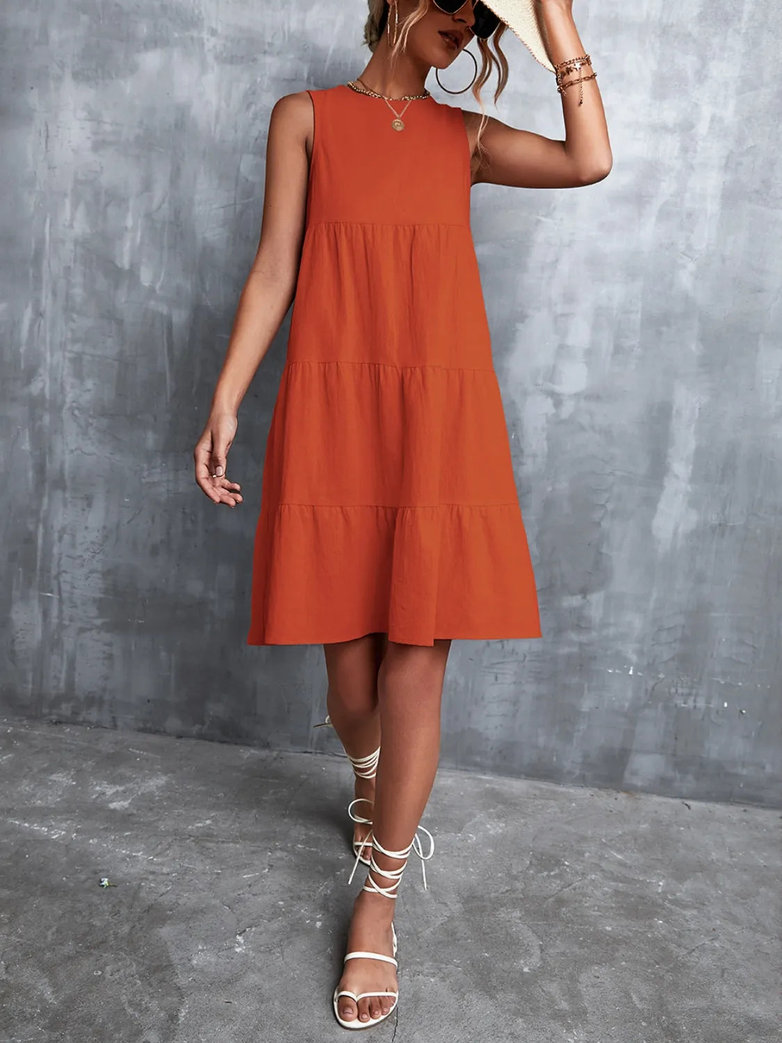 Shift Mini Dress Sleeveless Casual Flowy Chic Boho