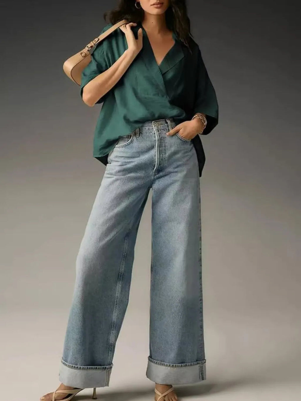 Polished Collared Half Sleeve Blouse