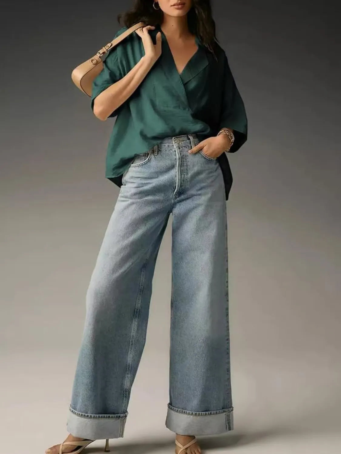 Polished Collared Half Sleeve Blouse