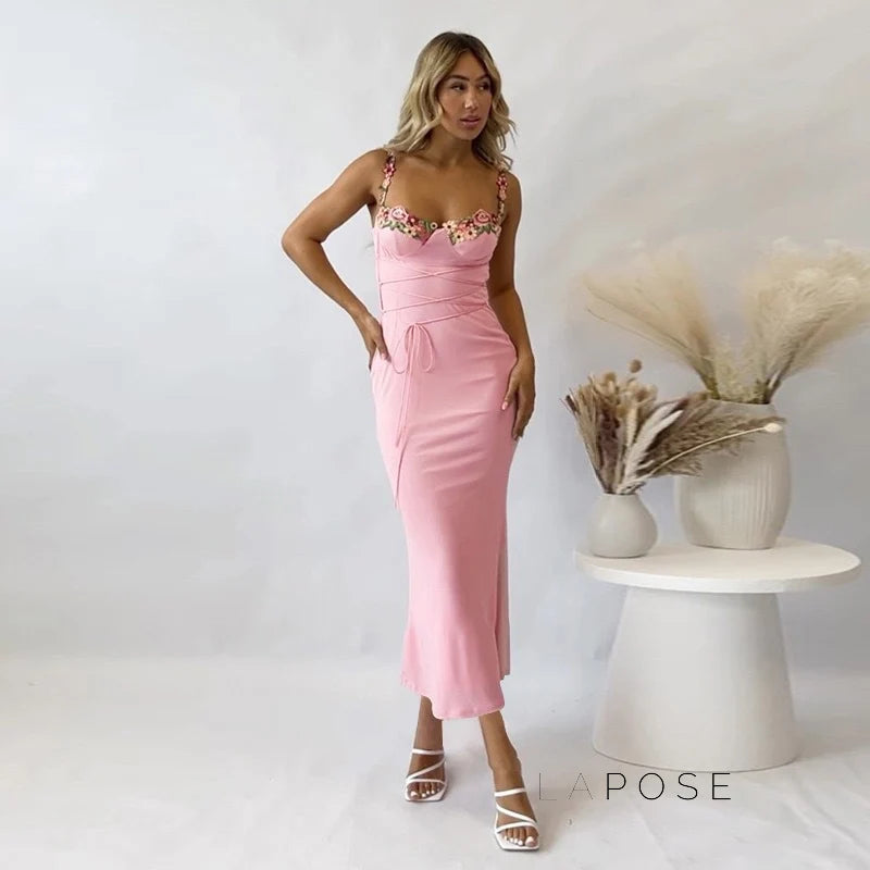 Corrine Floral Embroidered Maxi Dress