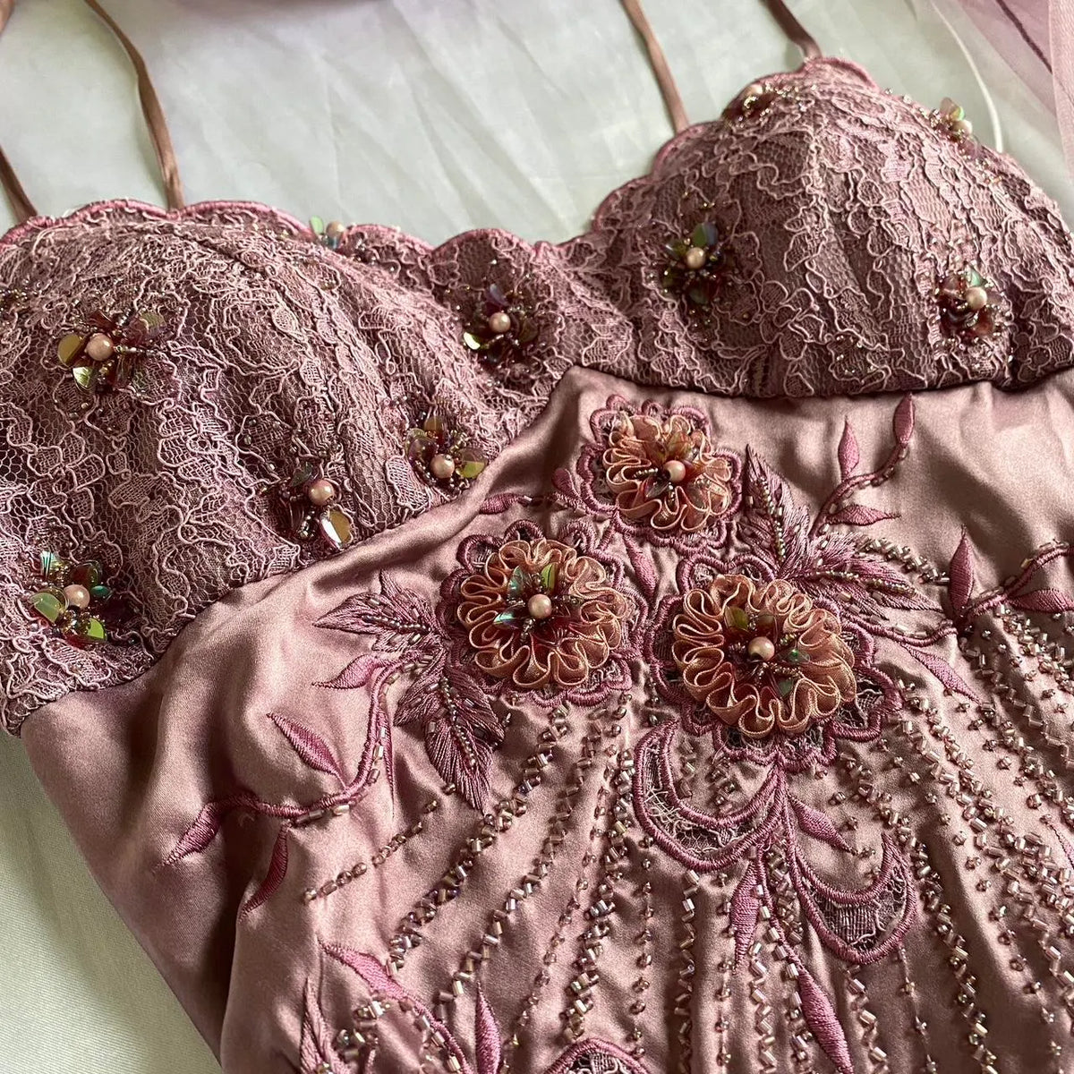 Pink Purple Retro Fashion Beautiful Dreamy Exquisite Floral Beaded Spaetti Straps Short Mid-Length satin Prom Dress Evening Party Dress Prom Dress Homecoming Dress