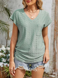 Blouse Top Casual Comfy Slight Stretch Eyelet Boho Chic