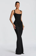 Black Elegant Gala Dress Maxi Corset Lace-up