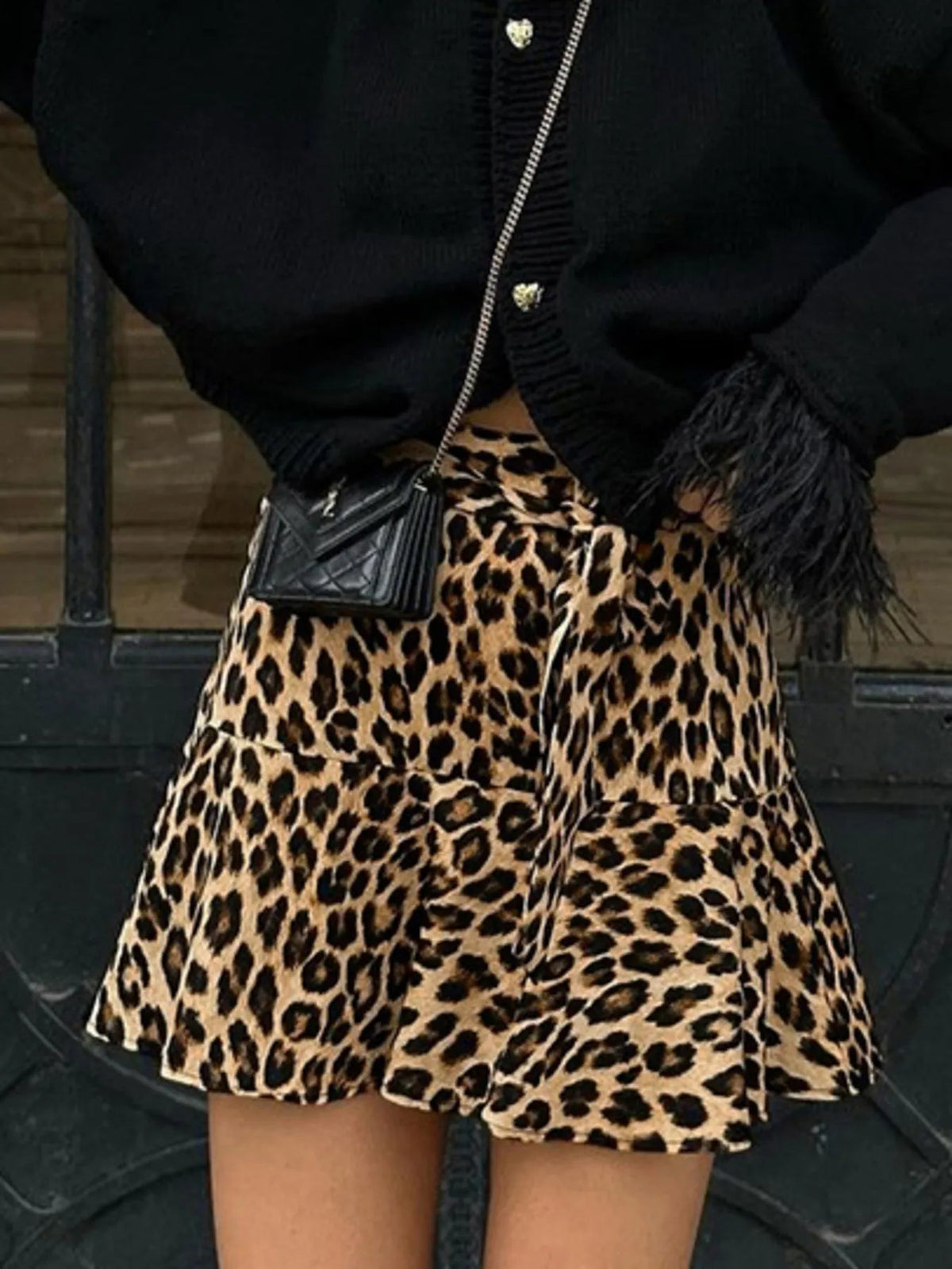 Leopard Print Mini Skirt for Women