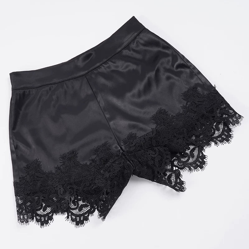 Anvitha Lace Hem Satin Shorts