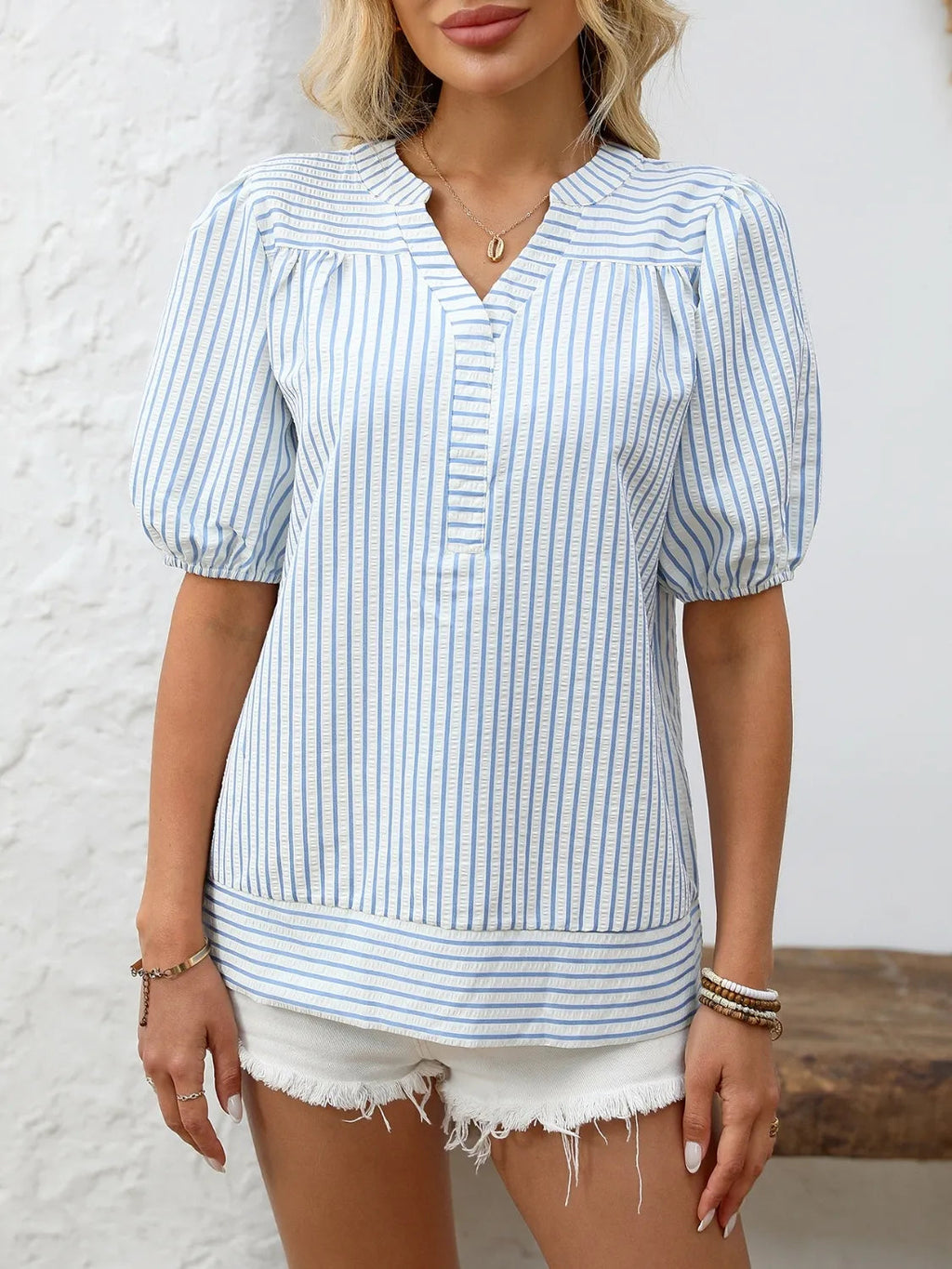 Blouse Top Casual Preppy Striped Chic Office Workwear